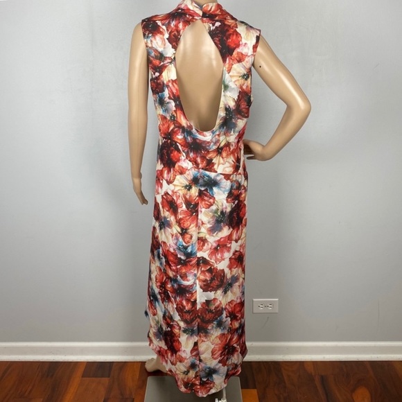 HAUTE HIPPIE FLORAL PRINT HIGH-LOW CHIFFON DRESS - Picture 6 of 7